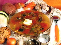 Суп  грибной с кабачками.